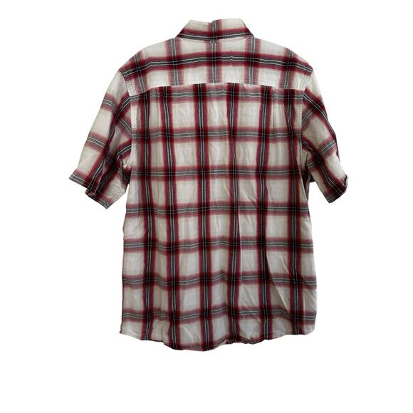 Carhartt Signature Red Plaid Button-up Shirt S/S Loose Fit Mens Sz Medium - Picture 2 of 11